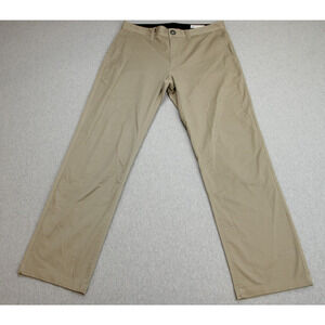 Volcom Pants Mens 32 Beige Chino Flat Front Cotton Blend Stretch True to This